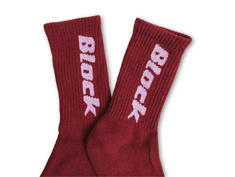 Calcetin Largo Block Unisex Burdeo - Image 5
