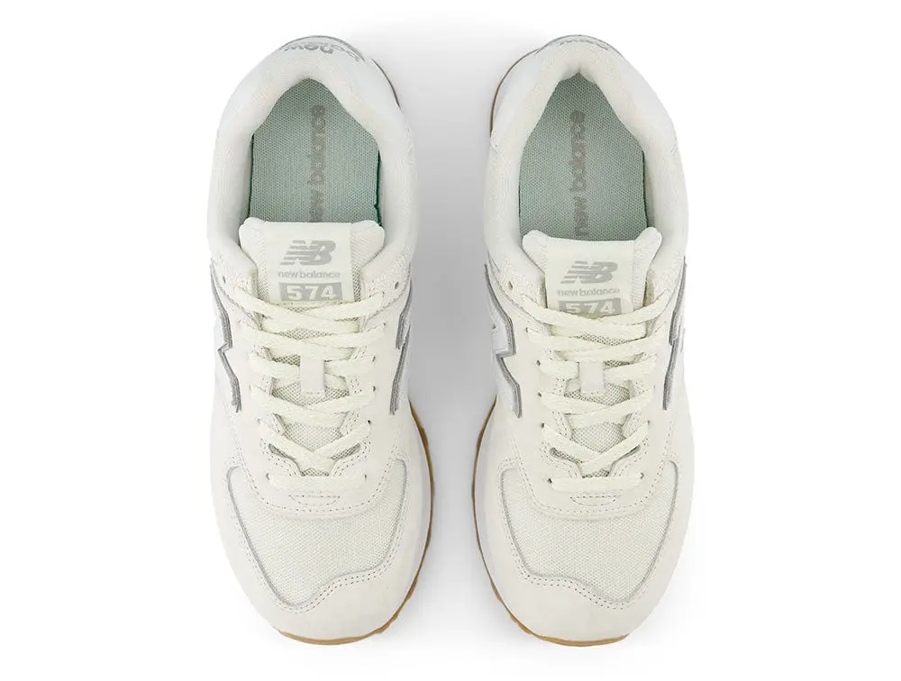 Zapatilla New Balance 574 Hombre Beige - Blanco - Suela Gum - Image 4